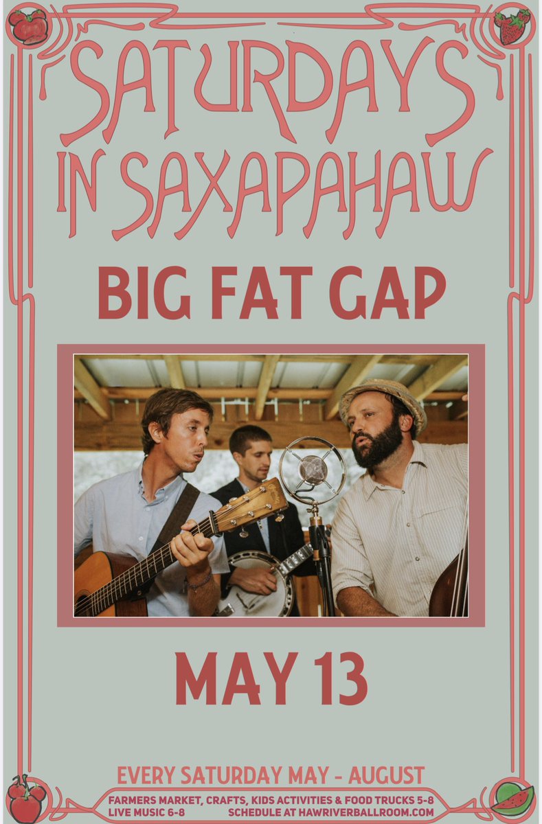This Saturday in Saxapahaw it’s Big Fat Gap!!! Food Trucks, Farmers, Vendors, Giant Bubbles, SlipnSlides <a href="/leftbankbutcher/">Left Bank Butchery</a> sandwiches and <a href="/HawRiverAles/">Haw River Farmhouse</a> !