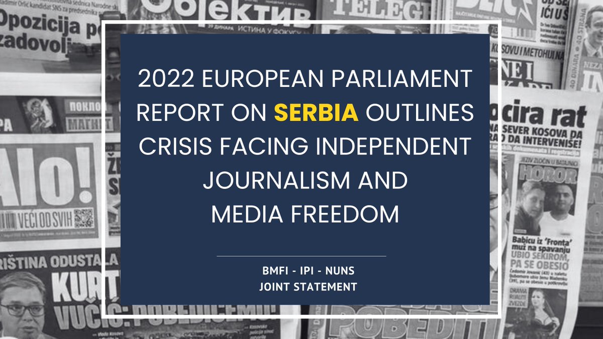 BalkanFreeMedia's tweet photo. The undersigned #PressFreedom and journalist organisations note with deepening concern the latest report of the @Europarl_EN  regarding the climate for media freedom in #Serbia #Srbija #mediafreedom @VladoBilcik @ViolavonCramon @globalfreemedia @NUNS_1994 
https://t.co/am584tOHJR https://t.co/LPpVkKmqRu