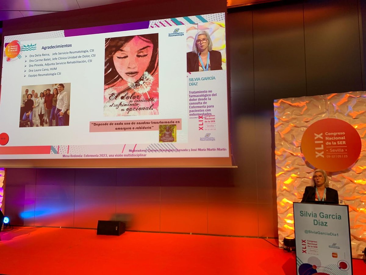 SlviaGarciaDia1's tweet photo. Mesa Enfermería en el Congreso Nacional  Reumatología Sevilla 2023🥰Gracias por vuestra  confianza en mi para la presentación “tratamientos  no  farmacológicos para el dolor en enfermedades reumáticas“ @gteser @nursescsi @ConsorciCSI #SER2023 #infereucat https://t.co/k9p3LpEB9o