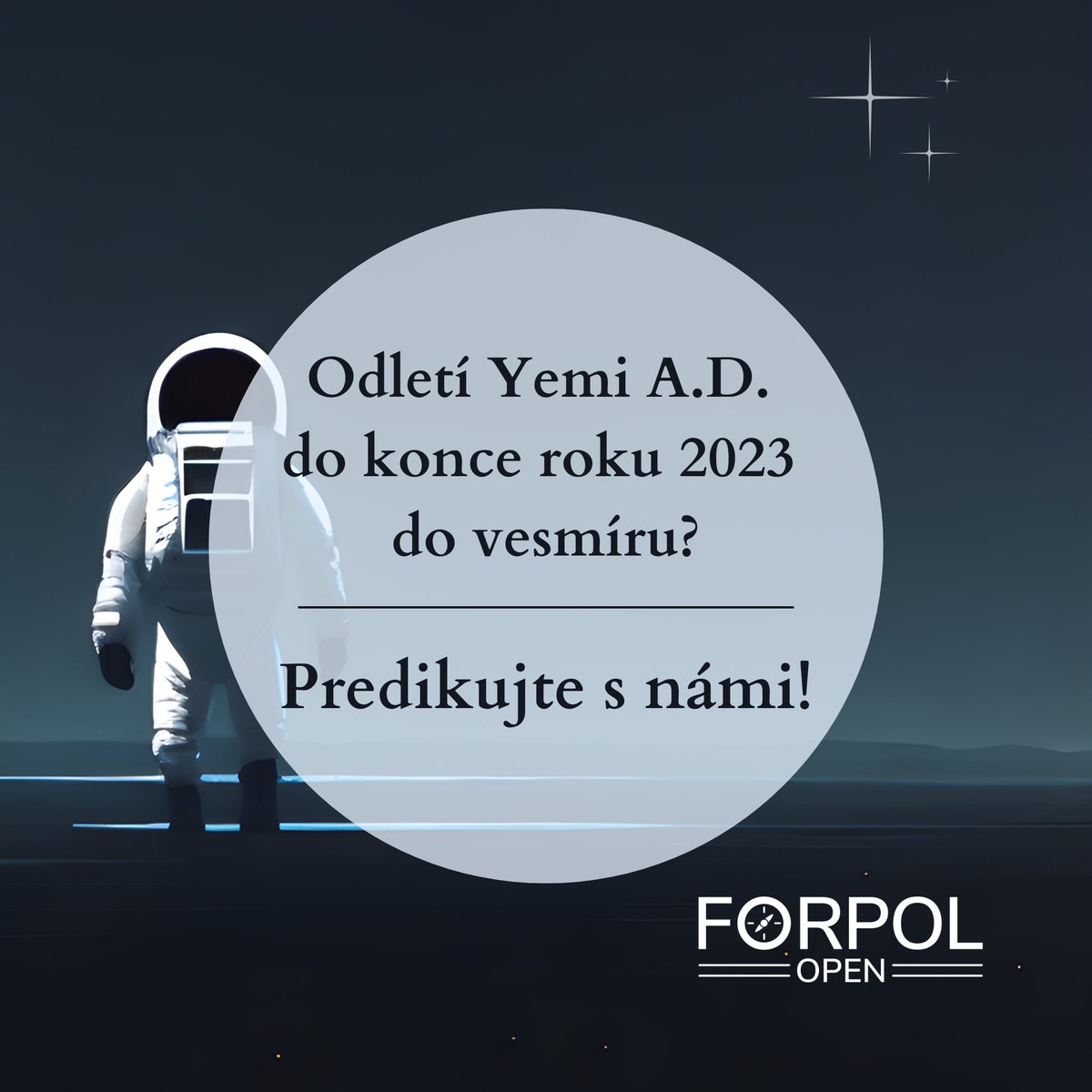TurnajForpol's tweet photo. 🚀 Yemi A.D., český choreograf, režisér a herec uspěl v programu miliardáře Jusaku Maezawy pod názvem dearMoon, v rámci má možnost dostat se na cestu kolem Měsíce. 
🧐 Podaří se misi uskutečnit do konce roku 2023? Predikujte na https://t.co/HCfpu3rDpC! https://t.co/ffFwKS1nmD https://t.co/hbRC9VjJ5w