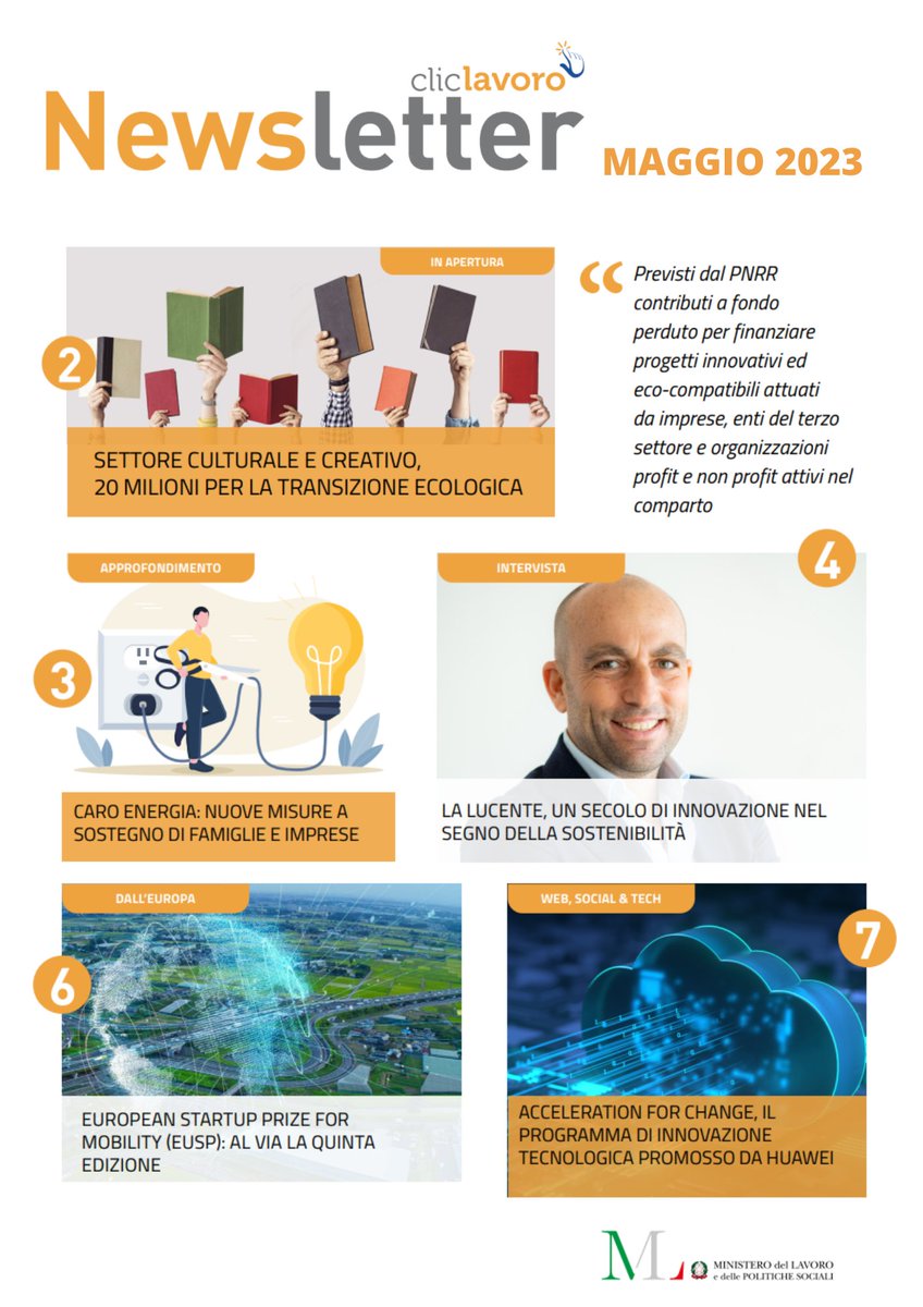 AzioneSunt's tweet photo. 💡Settore culturale e creativo: in arrivo dal #PNRR contributi a fondo perduto per finanziare progetti innovativi ed eco-compatibili!

Questi ed altri importanti approfondimenti sulle novità del mercato del #lavoro nella #NewsletterCliclavoro di maggi… https://t.co/I2Nus00A91