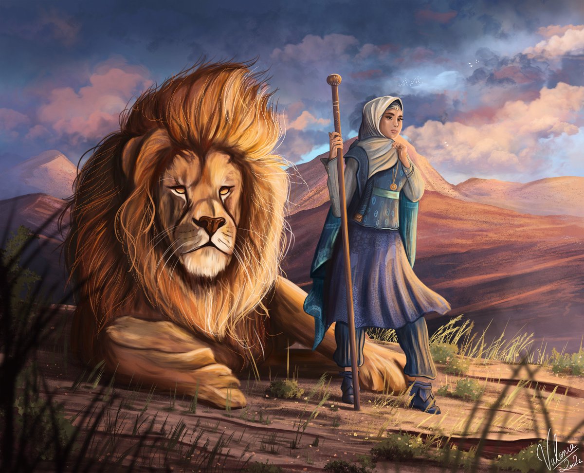 valonia_art's tweet photo. Bergère et lion ✨ https://t.co/iDiliSMkXH