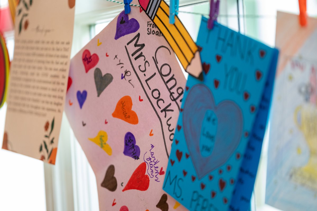 WhiteHouse46's tweet image. In celebration of Teacher Appreciation Week, @FLOTUS, a fellow educator of more than 30 years, is displaying thank you notes to the 2023 Teachers of the Year from parents and students at the White House.