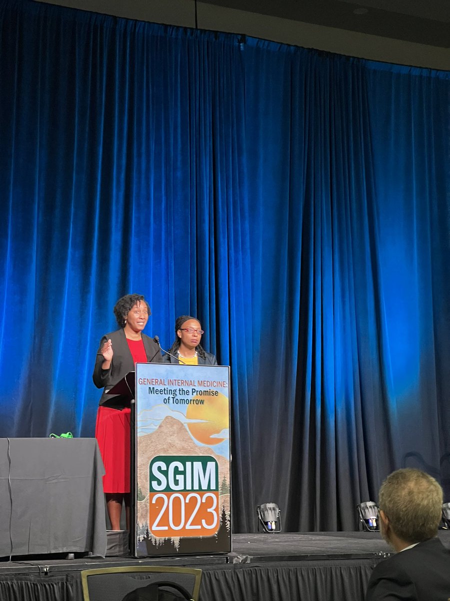 Primary Care PD and SGIM Program Co-Chair @ShellyAnnFluker kicking off the opening plenary at SGIM with @MildaSaundersMD! @EmoryGIM @EmoryDeptofMed @SocietyGIM