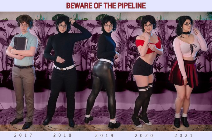1 pic. Beware of the Pipeline - you might be next ? I cosplayed 2021's most popular meme and it was a