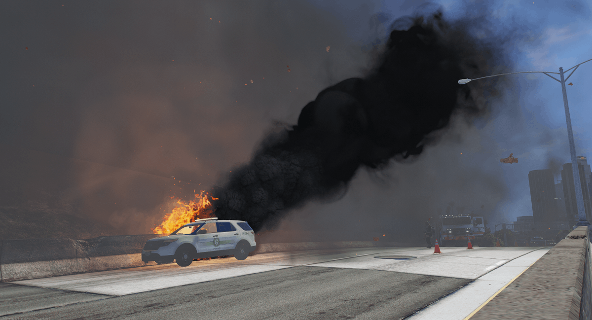 DOJRP_Updates's tweet photo. The #BCFR was returning from a call when they rolled up to a fully engulfed vehicle fire near the casino. Smoke was apparently seen from as far at the county. LEO urge drivers to use a different route as investigation is still underway. No injuries were reported at this time. https://t.co/LEJYahzX10
