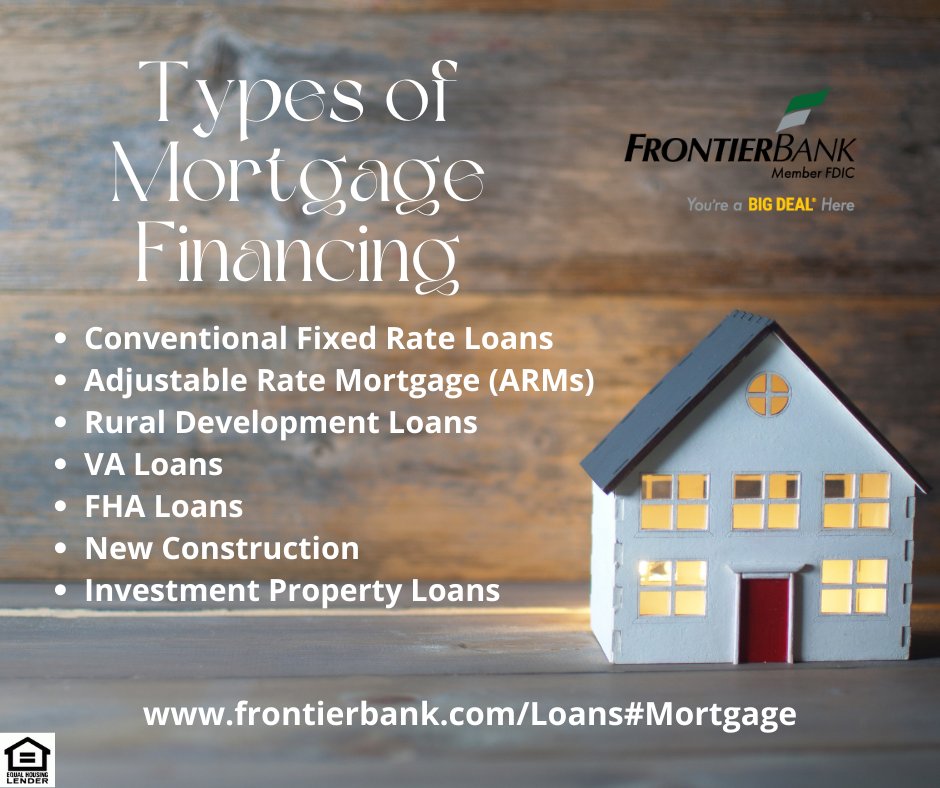 BankFrontier's tweet image. Did you know there are many different types of mortgages? If you’re in the market for a new home, ask your lender which option is best fit for you.