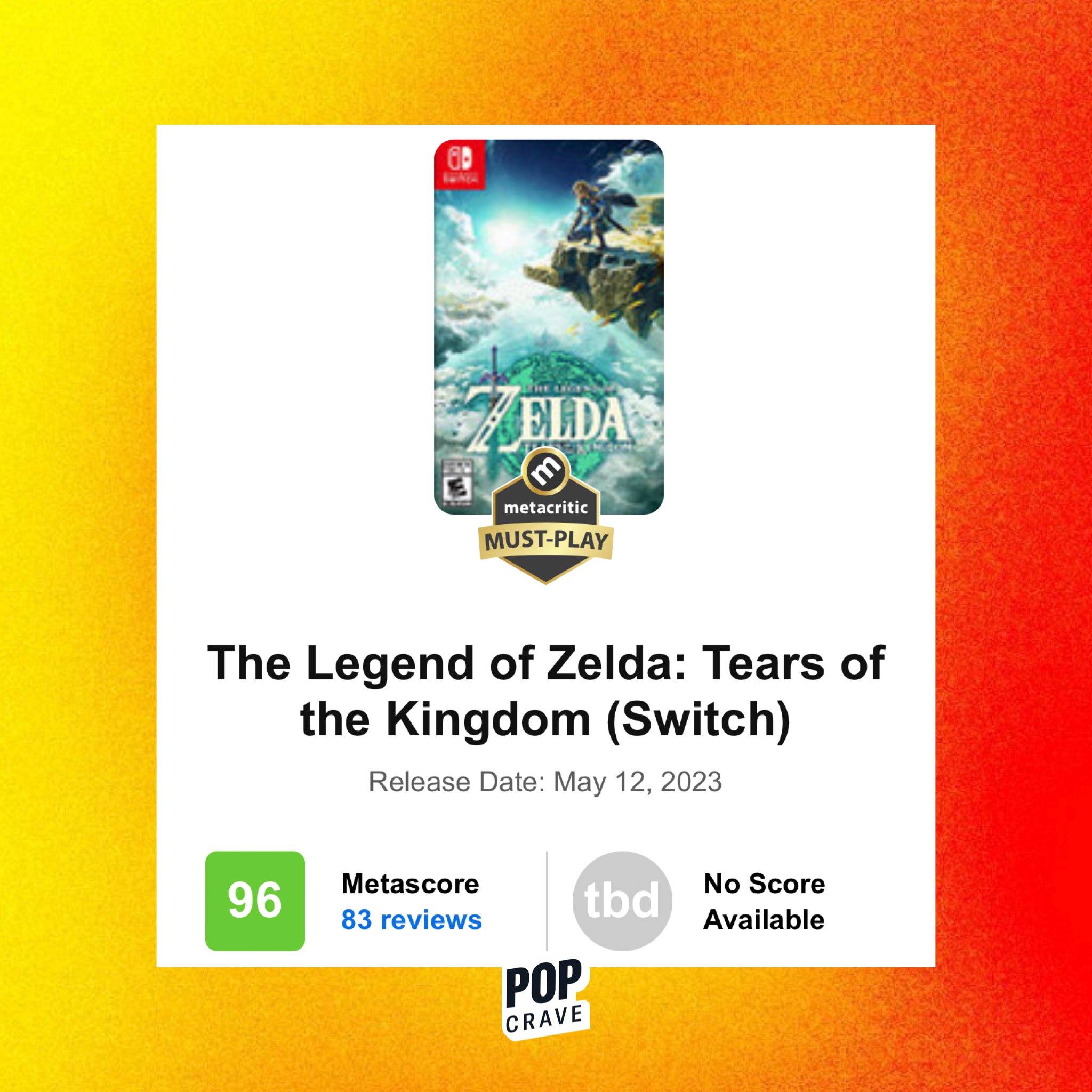 The Legend of Zelda: Tears of the Kingdom' Metacritic Rating and