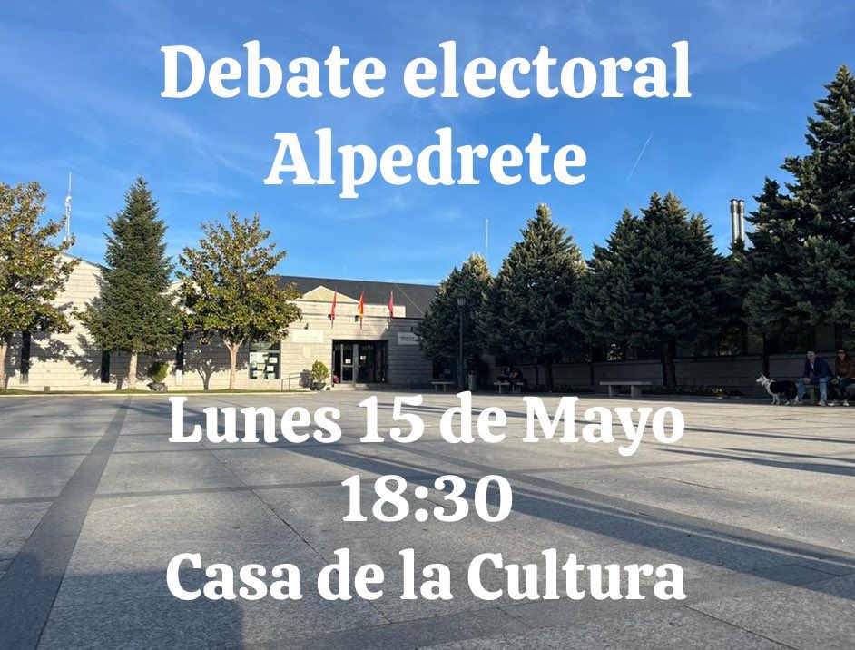 vox_alpedrete's tweet photo. 📢 Buenas noticias: Tendremos debate electoral.

✅ Tal y como propusimos el pasado 2 de mayo, todos los partidos que nos presentamos a las elecciones municipales del #28M acudiremos al debate.

💚 @AmayaAcosta4 presentará nuestro programa pensado para mejorar Alpedrete. https://t.co/t1Z4YfzeLJ