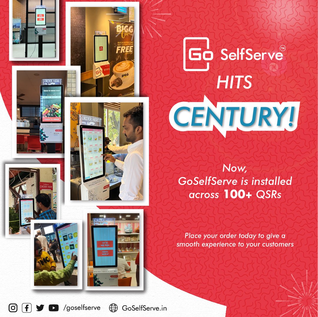 GoSelfserve's tweet photo. That's 100 for Go SelfServe 🎊
Towards the next milestone!
Touch • Explore • Order
#goselfserve #qsr #century #interactivekiosk #bigdisplay #food https://t.co/8Si3oahYse