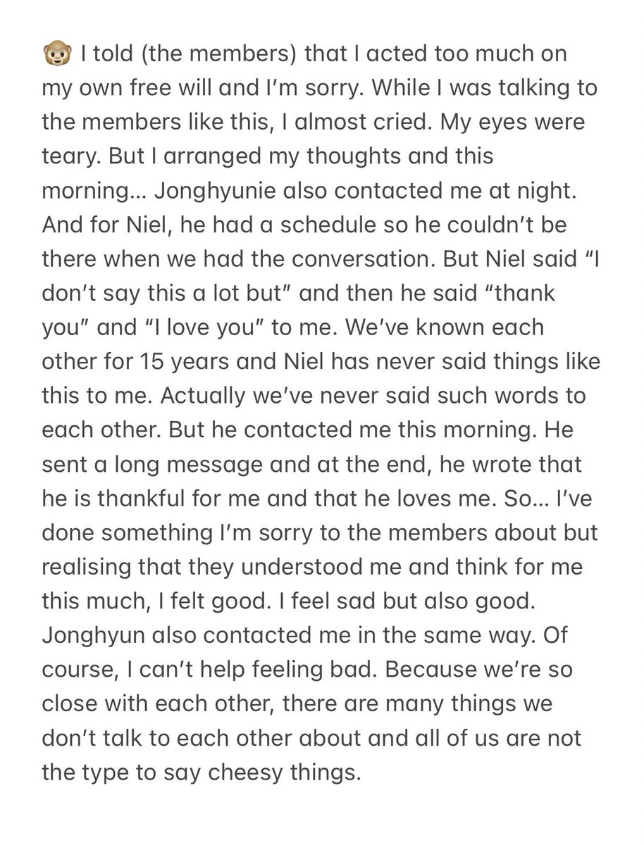 onlychanhee's tweet photo. Quick translation of Minsu mentioning about the members during his live stream earlier. https://t.co/cdAtN8WB64