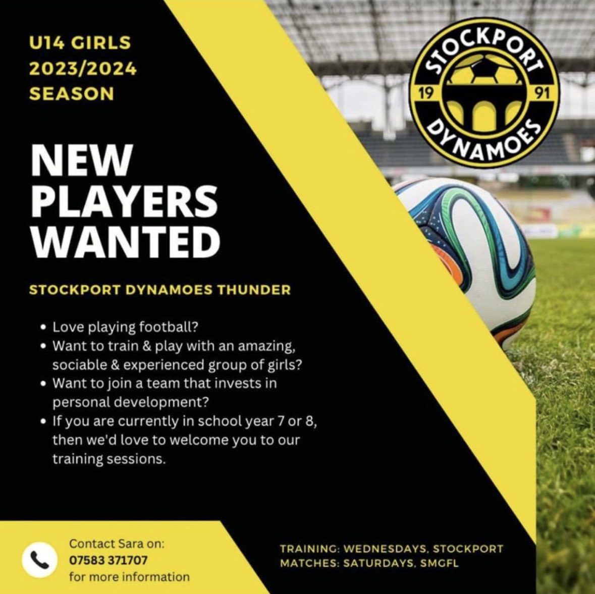 Our Under 13 Thunder Girls are recruiting. Looking for girls in year 7 &amp; 8. 

#grassrootsfootball #Stockport #thisgirlcan