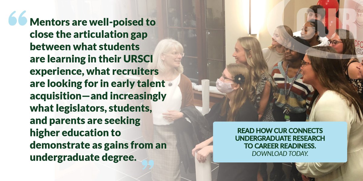 CURinAction's tweet photo. Have you had a chance to read our recently released position paper on #URSCI and #CareerReadiness?
Use this tool to advocate for URSCI and as a prompt to help your students frame the skills gained during their URSCI experiences.
Download it for free at https://t.co/slsWtcFnqC https://t.co/8Fqrprbs0L