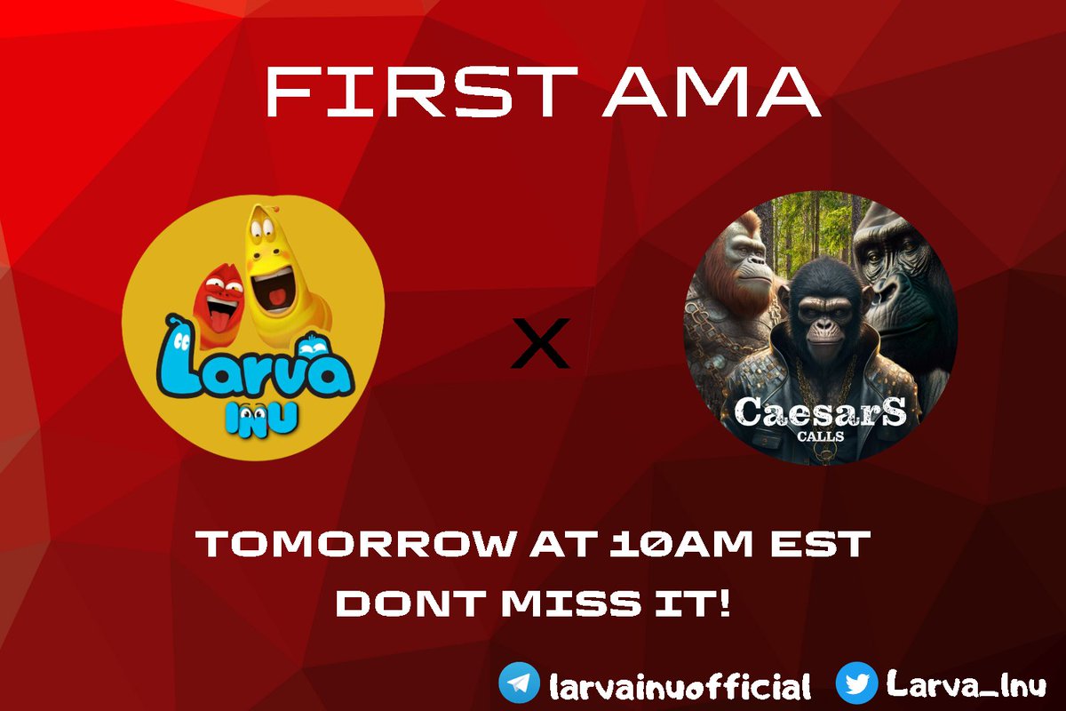 WHY HOLD? LARVA FIRST AMA WILL BE TOMORROW! DONT MISS IT..   COGNITO AUDIT WILL RELEASE TOMORROW!  $larva #LarvaInu #LarvaArmy #LARVA

@ShibaArmy2021
@shibariumwhale
@DogeArmy2023