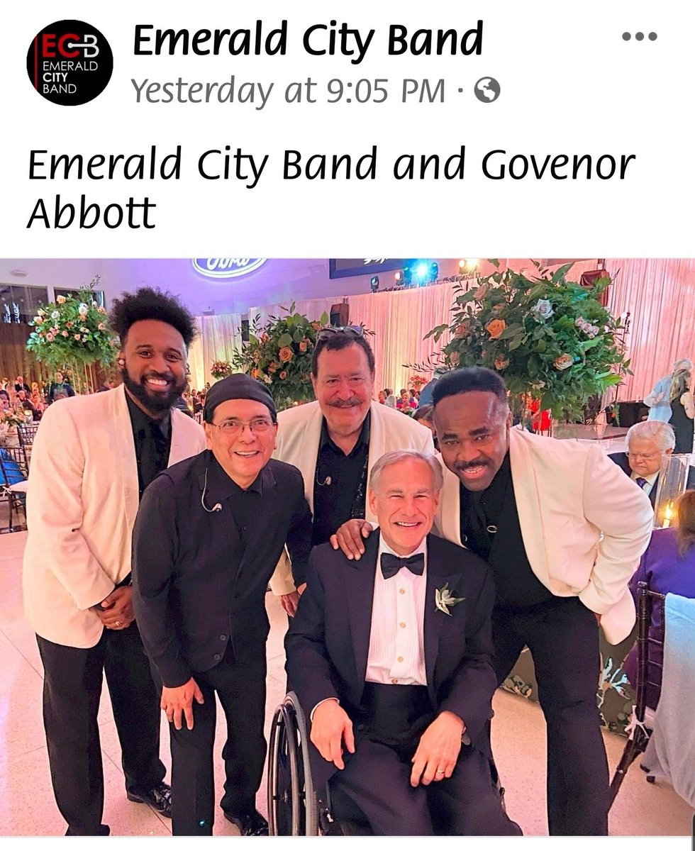 I'm quite disappointed the <a href="/emeraldcityband/">Emerald City Band</a> an Allen hometown favorite and usually on the main stage at @AllenUSACelebration posted a gleeful pic with <a href="/GregAbbott_TX/">Greg Abbott</a> days after the #allenoutletmall massacre. Bodies haven't been buried and you've moved on.