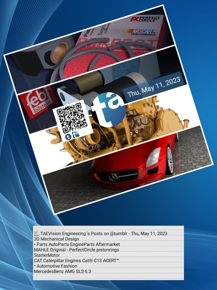 @TAEVisionCEO TAEVision Engineering — 📰 TAEVision Engineering 's Posts on @flipboard - Thu, May 11, 2023
3D Mechanical Design
• Parts AutoParts EngineParts Aftermarket
MAHLE Original - PerfectCircle pistonrings
StarterMotor
...
flip.it/Zx17IX
