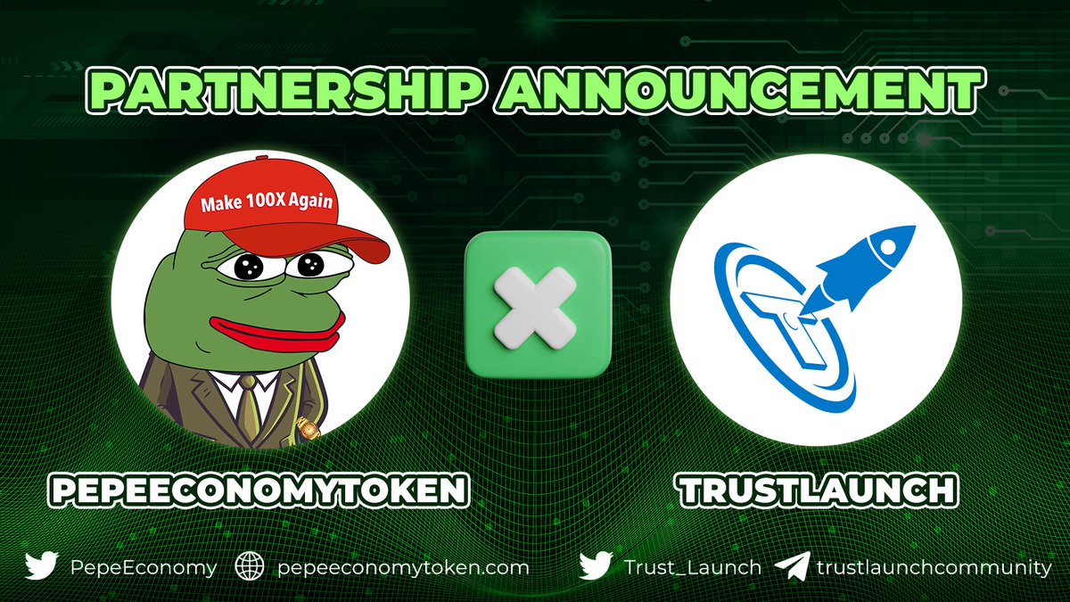 Excited to announce PepeEconomy's newest partnership!!

TrustLaunch is an up and coming launchpad, and they do amazing work. Their support staff is incredible.

Check them out!
trustlaunch.com

#PEPE #Crypto $PET