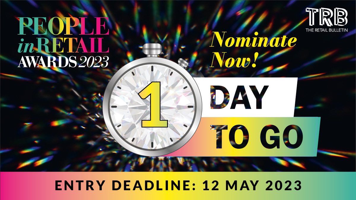 1 DAY TO GO… #PiRA23 🎉
It’s never too late to call out amazing people. With just 1 day left to enter our People in Retail Awards, let us know if we can help. Use the link below to find out more, and get in touch with us for an entry pack! ⬇️✨

🔗 peopleinretailawards.com
