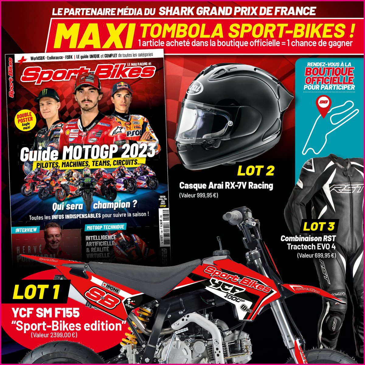 cppresse's tweet image. L'équipe #sportbikes est fière d'être présente au Mans pour le #gpdefrance de #motogp, du 11 au 14 mai 2023. Nous avons installé une boutique éphémère au cœur du village officiel du #grandprix, où nous serons ravis de vous accueillir ! #motogp #GPFrance #gpfrance @gpfrancemoto