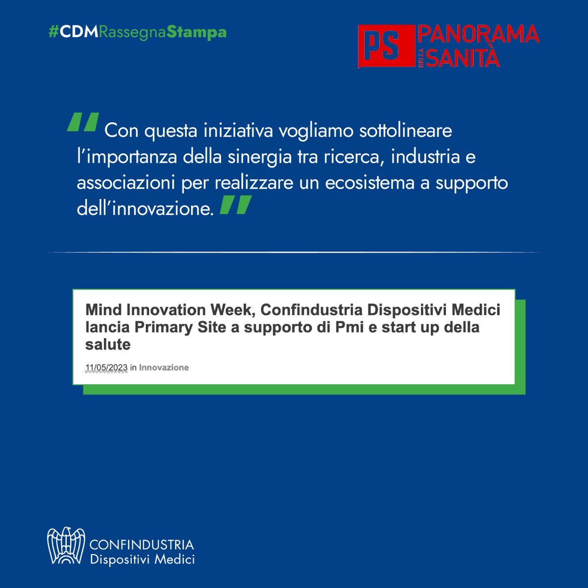 ConfindustriaDM's tweet photo. Il Presidente @max091070 è stato intervistato su @panoramasanita a proposito del progetto Primary Site voluto da #ConfindusriaDM e presentato nella giornata odierna durante l’Innovation Week MIND – Milano Innovation District. https://t.co/kBzs25Q1U5 https://t.co/EcKyya3ErS