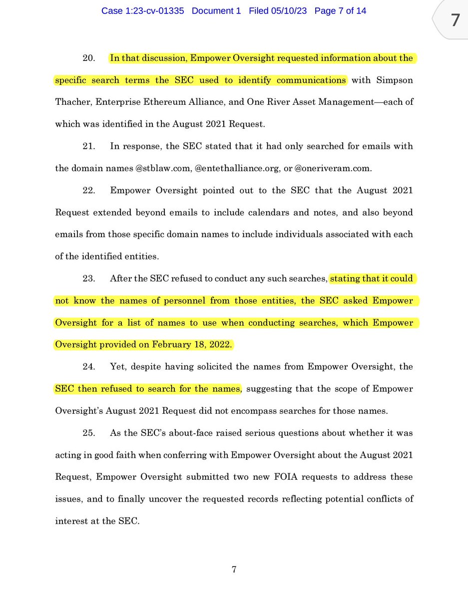 Hey <a href="/SECGov/">U.S. Securities and Exchange Commission</a>, this is not a game. The law requires you to do these searches and you have known it all along.

Time for the foot-dragging and dishonesty to stop. Be serious professionals. Do the searches and produce the documents.

From our complaint, available here: