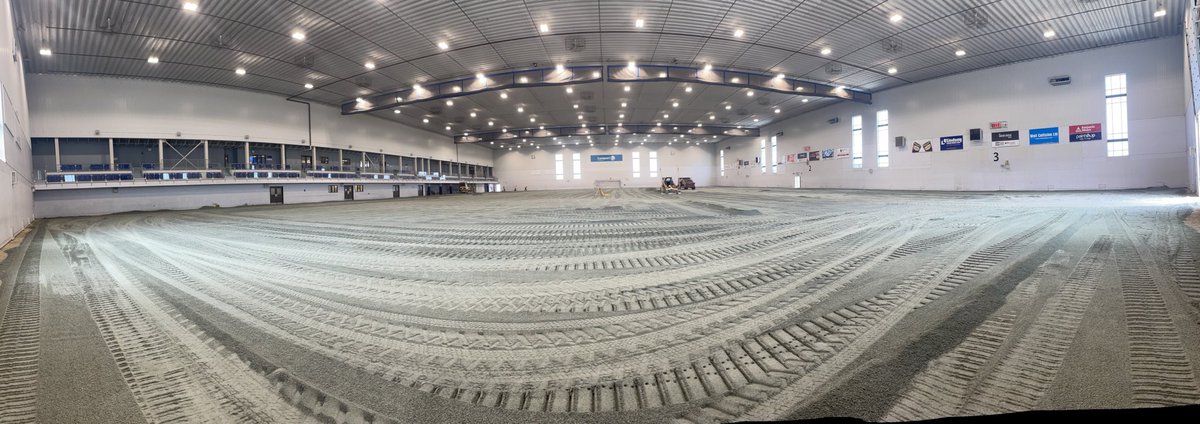 New crusher dust being levelled. We are almost ready for the new turf in the field house 👏