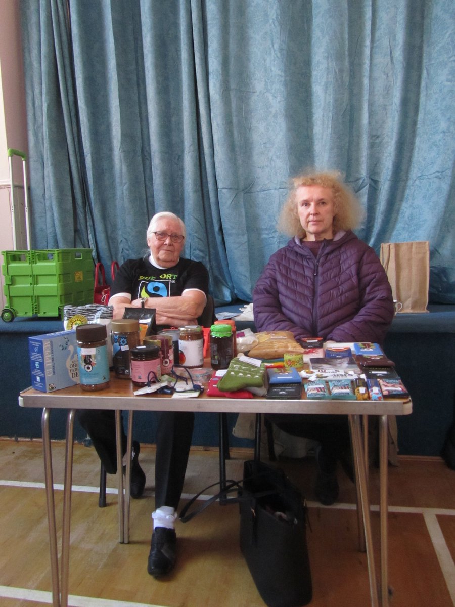 Iris and Jenny at a very lively #fairtrade stall at the coffee morning recently @UnitedReformed church.  We sold nearly £50 of goods and raised awareness of fairtrade.  Thanks to Brian Cutler for organising this and for the photo.   #felixstowe #fairtradeproducts