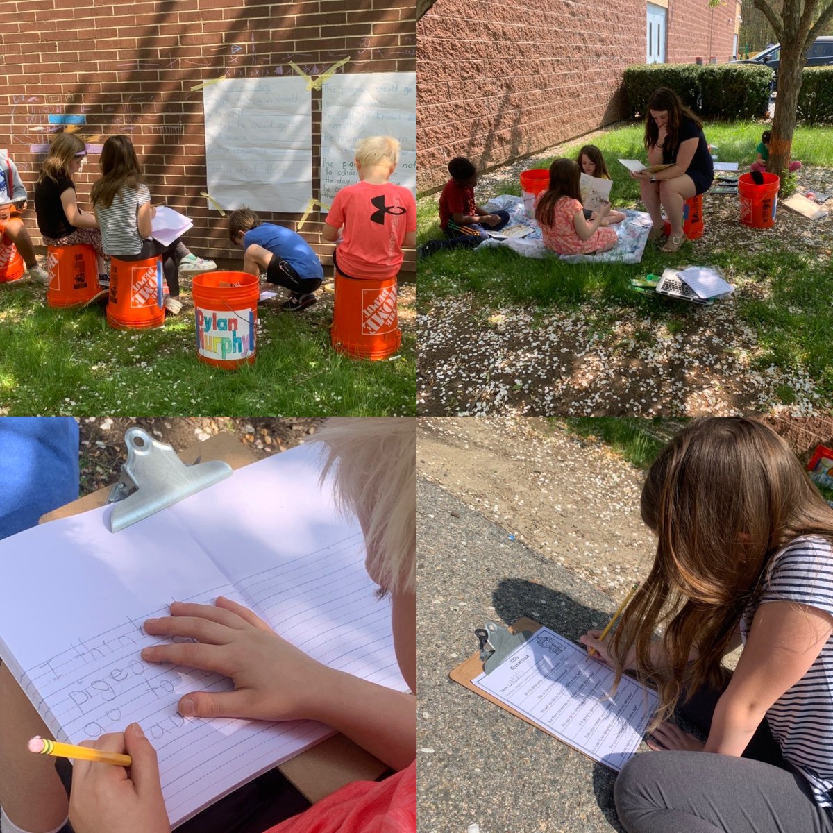 Miss McCarthy’s students are enjoying their literacy centers outside on this beautiful day! ⁦<a href="/HannahSchoolPTO/">Hannah PTO</a>⁩