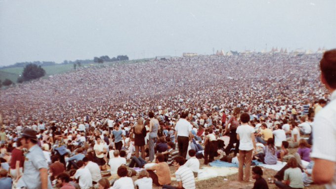 This is a picture of the people attending Woodstock. Approximately 400,000 people. Lot of people right