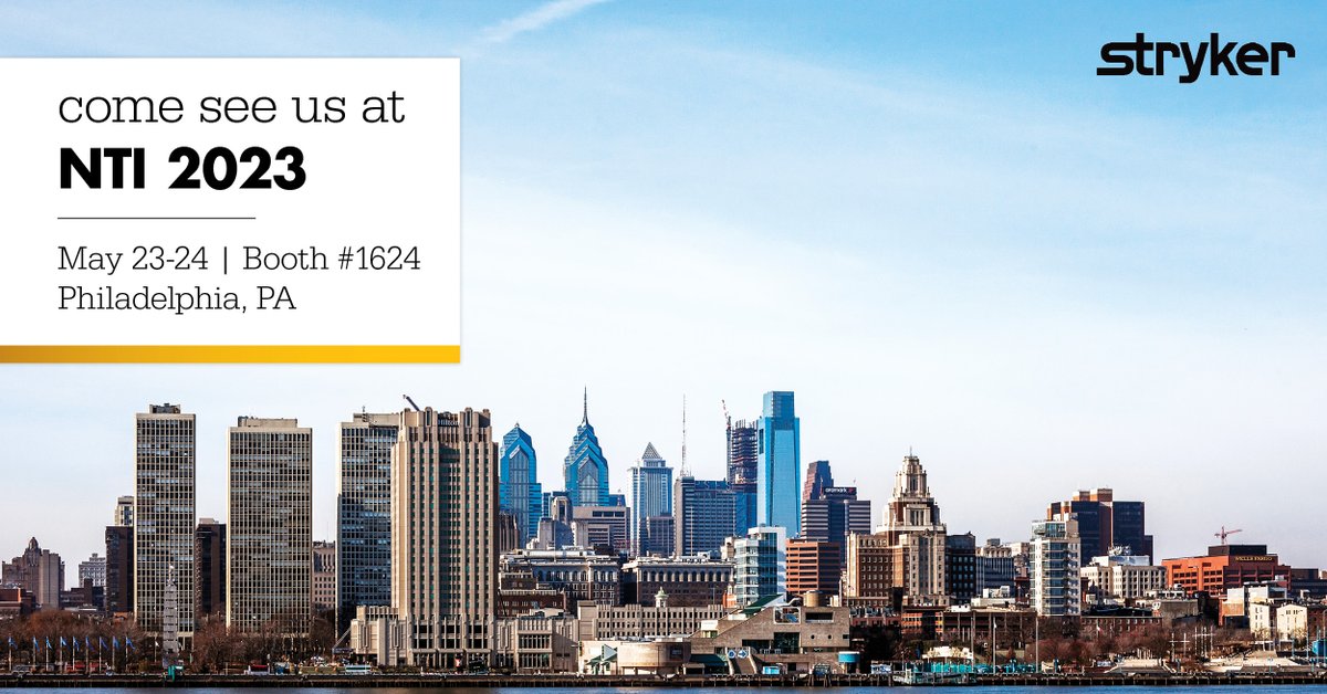 Headed to NTI? Visit us at booth #1624 to see how we work side-by-side with our customers to deliver connected solutions across the continuum of care.

#AACN #NTI #NTI2023 #NTIPhiladelphia #ICUNurse #CriticalCareNurse #EmergencyCare #NurseLife #Stryker