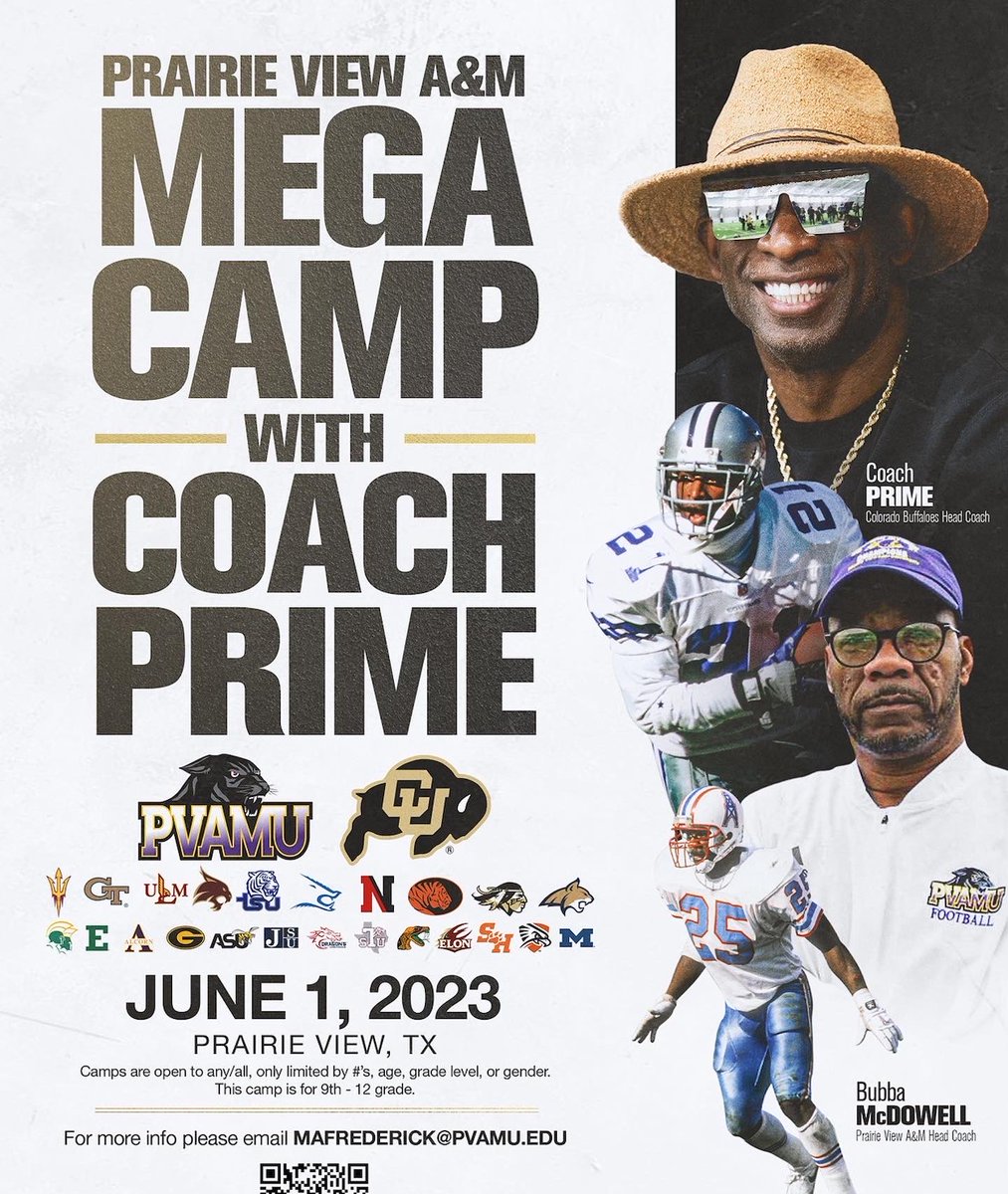 DeionSanders's tweet photo. Our Camps are filling up quickly please make provisions to attend if possible. ⁦@CUBuffsFootball⁩ I'm excited about every one of these camps. #CoachPrime https://t.co/4g1mTWKS9t