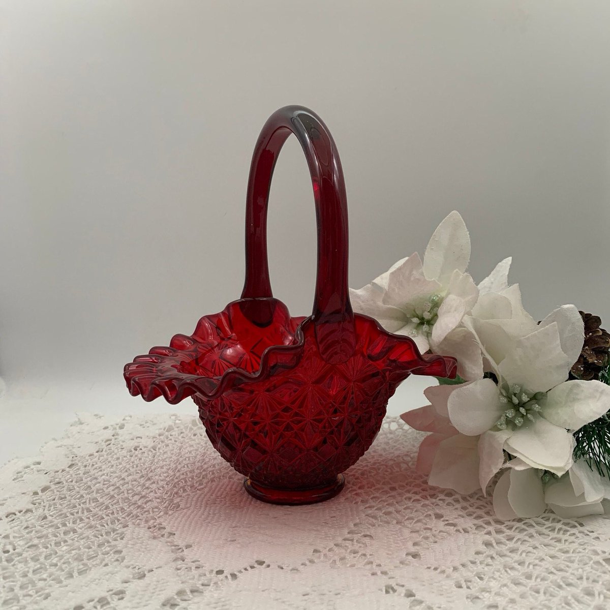 LilyDogAntiques's tweet photo. Excited to share this item from my #etsy shop: Vintage Ruby Red Fenton Basket Fine Cut and Block With Crimped Edge, Collectible Art Glass, Cottage Chic #fentonartglass #rubyred #cutblockbasket #vintagehomedecor #cottagecorechic #handblown #rufflededge https://t.co/2SWQYs2QJ1 https://t.co/ELeUrj3DYW