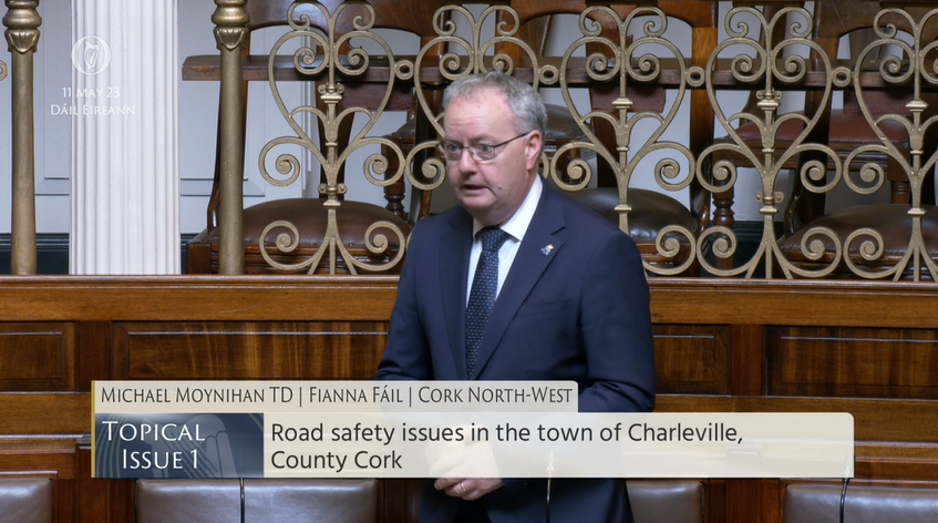 #Dáil Topical Issue 1: Deputy Michael Moynihan TD <a href="/mmoynihantd/">Michael Moynihan TD</a> - To the Minister for Transport: To discuss Road safety issues in the town of Charleville, County Cork. bit.ly/2wRX0Aj #SeeForYourself