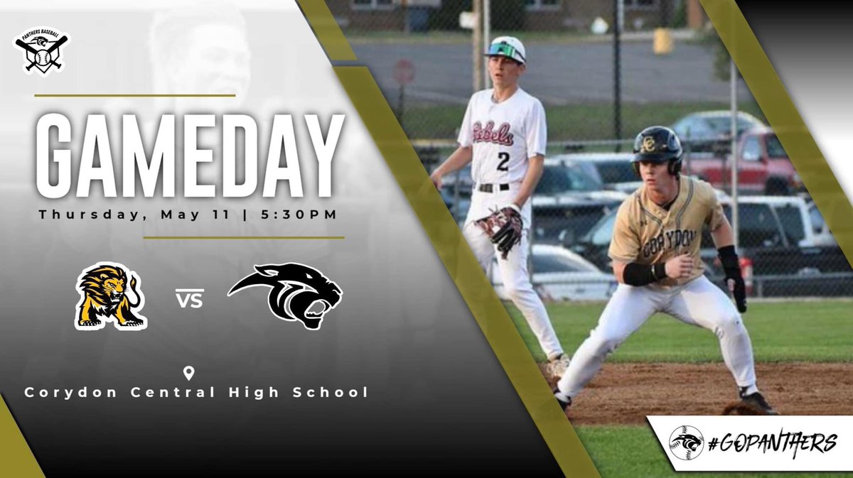 ⚾️SENIOR NIGHT⚾️

PANTHERS are home tonight to take on the visiting Salem Lions. Come out and show your support to our seniors!!

📍 Corydon Central High School
🆚 Salem
⏰ 5:30pm will start senior festivities

See you there!! 

#PantherPride  #PantherNation