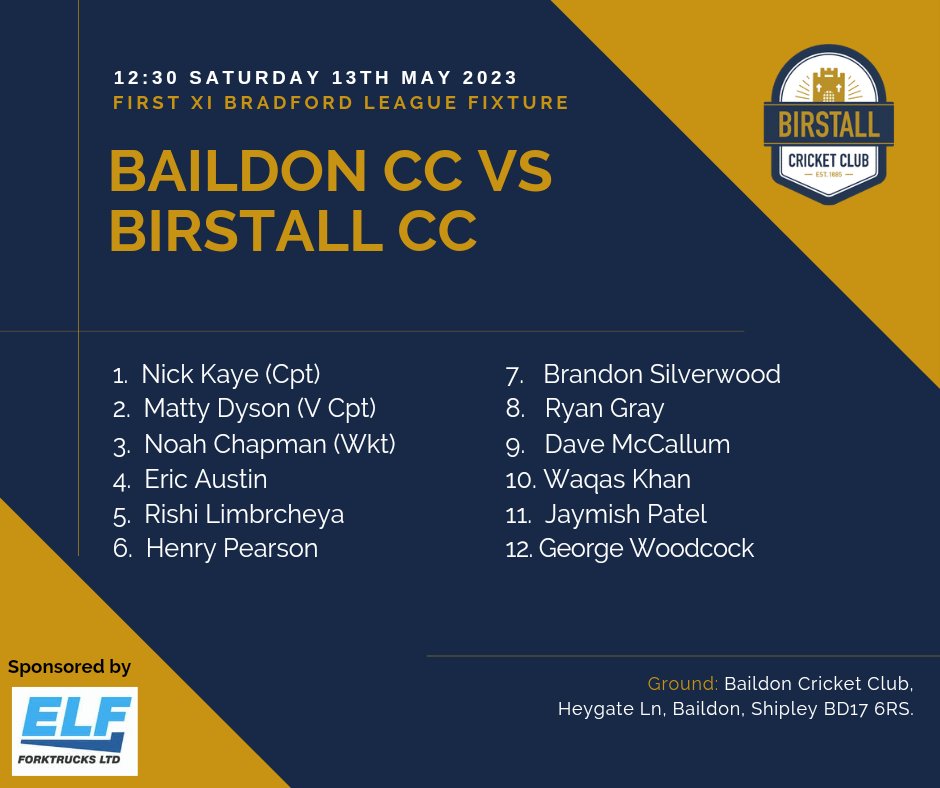 BirstallCricket's tweet photo. TEAM NEWS: 1st XI make the journey to Baildon to hopefully kick on from last weeks win over Carlton, whilst the 2nd XI host newcomers to the league following their relegation Great Preston in a highly anticipated contest. Support welcomed home and away. #upthebcc https://t.co/hGMHgJIgMv