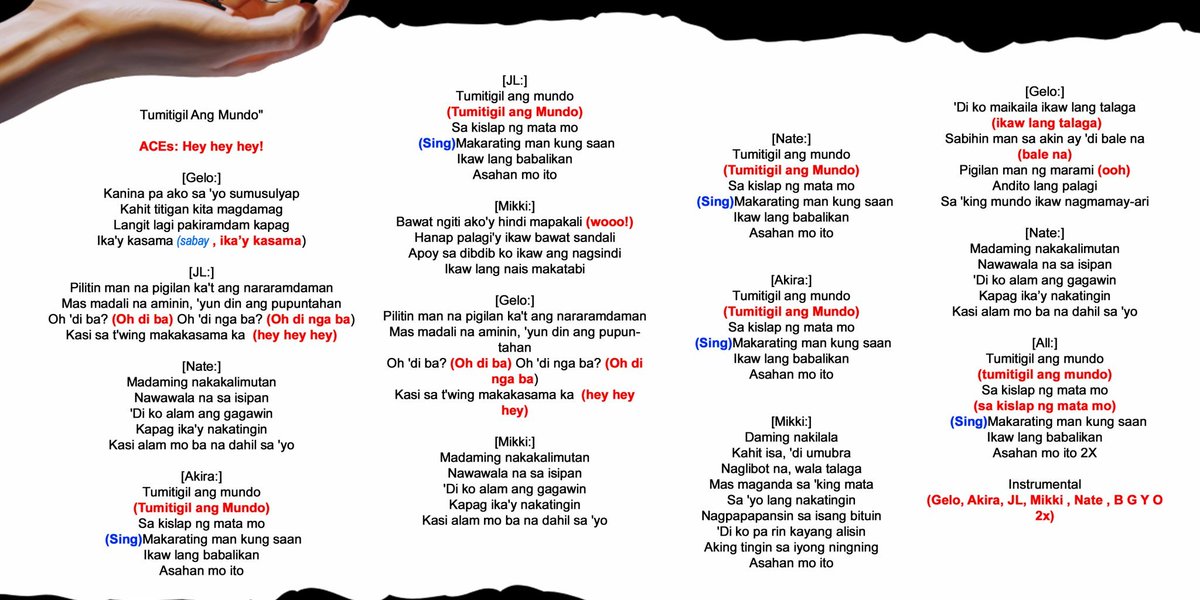 Calling ACEs coming to the event:

At the Album Showcase, we will have fanchants!

Here is the copy of the TAM fanchants.
Study it and memorize the parts.

Let's hype up the song together.

#BGYO <a href="/bgyo_ph/">BGYO_PH</a>