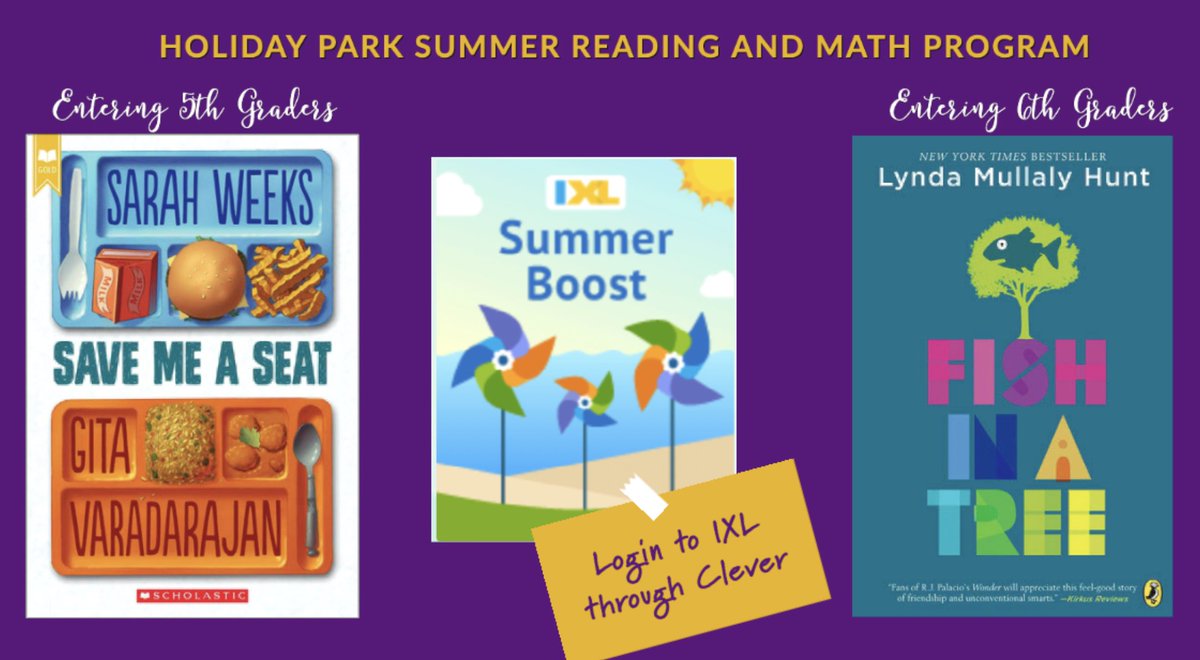 ☀️⛱️😎Holiday Park Intermediate continues our commitment to engage our students learning throughout summer months! Aiming  to strengthen our Plum Community of Readers! 💫📚 #fishinatree #savemeaseat #ixl
<a href="/HPEPBSD/">Fran Sciullo, D.Ed.</a> 
<a href="/plumboroughsd/">Plum Borough SD</a> 
<a href="/PlumTeachers/">Plum Teachers</a>