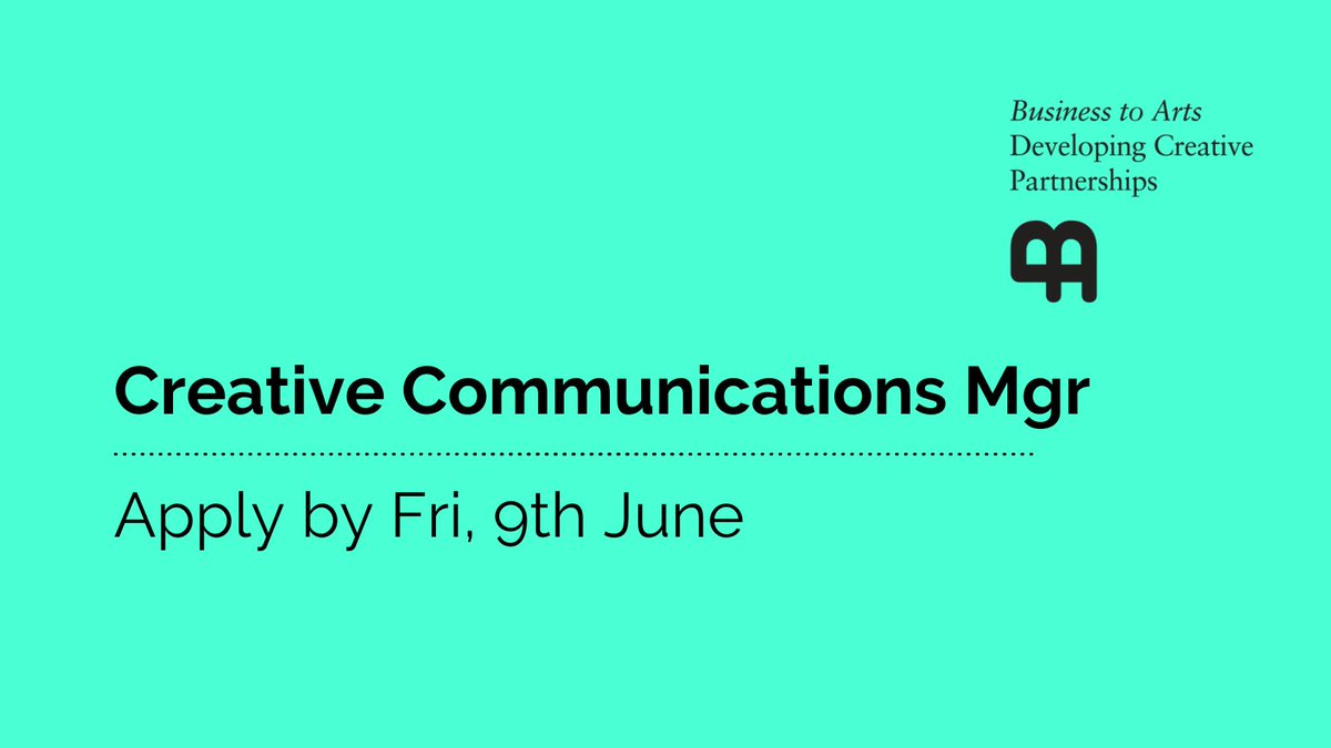 businesstoarts's tweet photo. We're hiring! 

Are you a creative communications specialist with a passion for the arts?   

We’re looking for a strategic storyteller, with social media savvy and an eye for design to join our team for a maternity leave contract.

➡️https://t.co/kfS8c6k5zk 

Apply by 09/06 #jobfairy