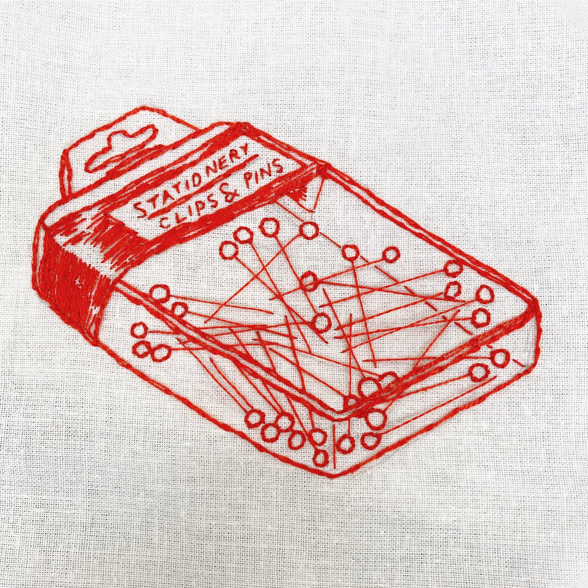Paint and pins stitched with red thread - as is tradition - love looking at shapes in a slower way