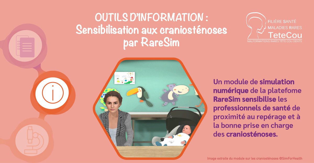 [Information : Sensibilisation aux craniosténoses] ✨Aujourd'hui, retour sur le module de simulation numérique de la plateforme RareSim de @SimforHealth qui sensibilise les professionnels de santé au repérage et à la prise en charge des craniosténoses 👉 bit.ly/3VUnyrC