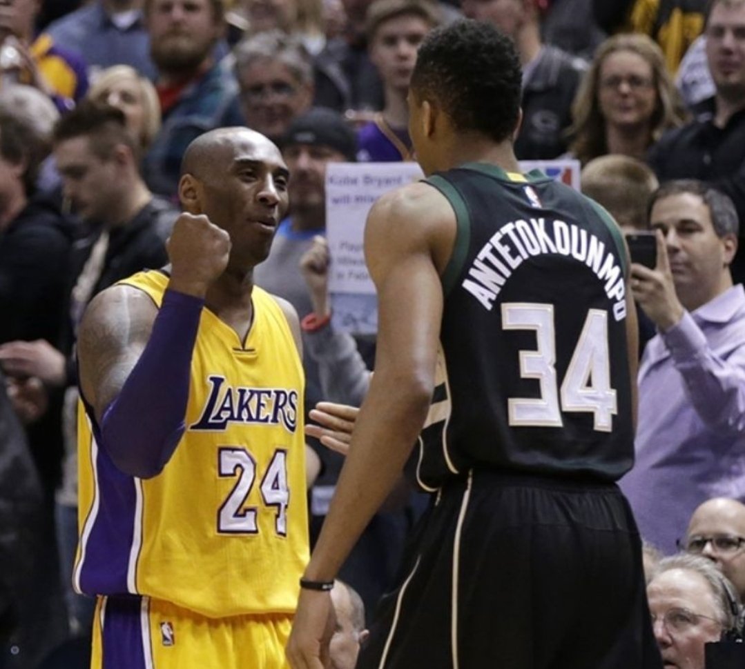 TheGOATSofball's tweet photo. “I grew up with Kobe. Kobe influenced my life. Looking up to him, [he's] one of the reasons that I started playing basketball. He’s one of the reasons that I am here today. Kobe is one of the best players to ever play the game. He was put on this earth, obviously, to be one of the best.” 

- Giannis Antetokounmpo