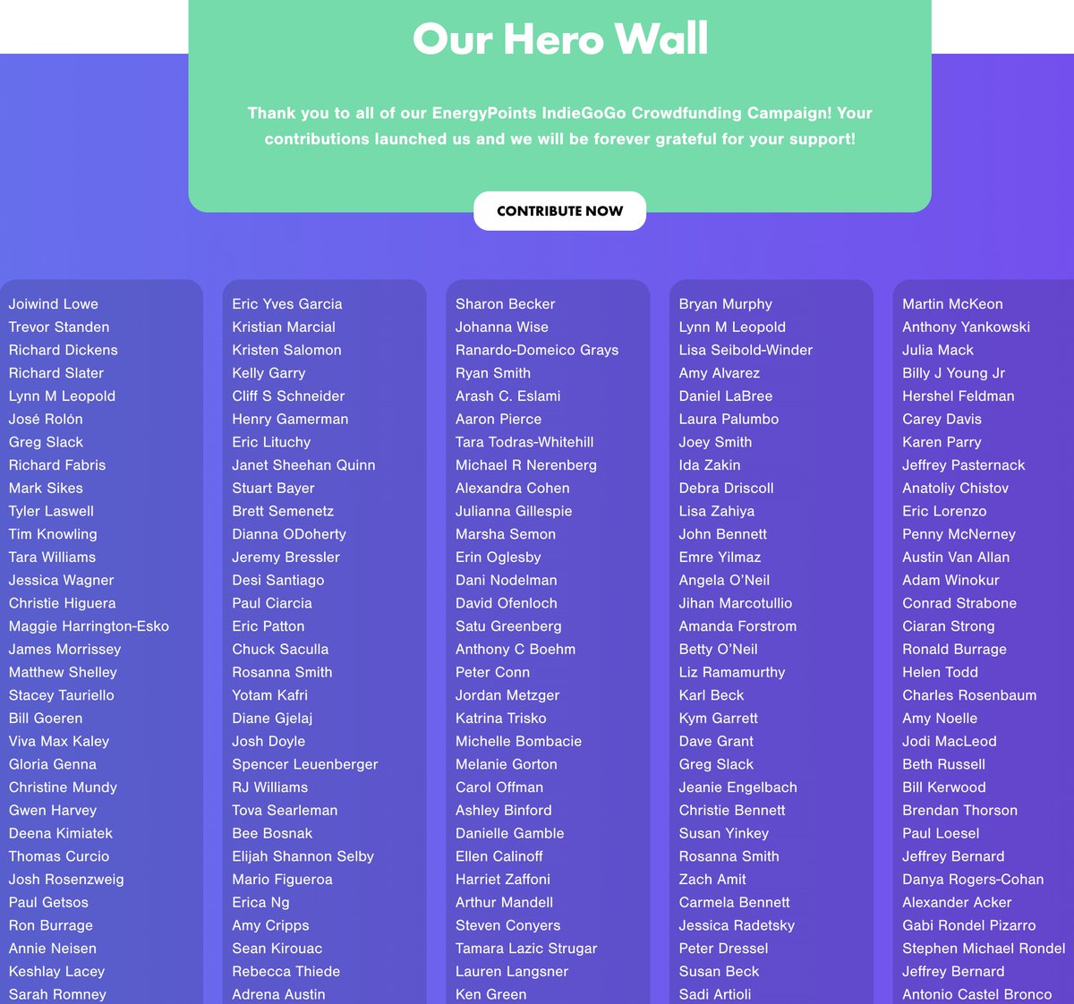 🌟 Exciting news! 🌟 Our Backer Hero Wall is now live on our website, showcasing all the amazing individuals who contributed to our EnergyPoints App campaign. You all rock! 🙌 Check it out and see your name in lights. 💫 Thank you for your support! 👉 energypointsapp.com/about/