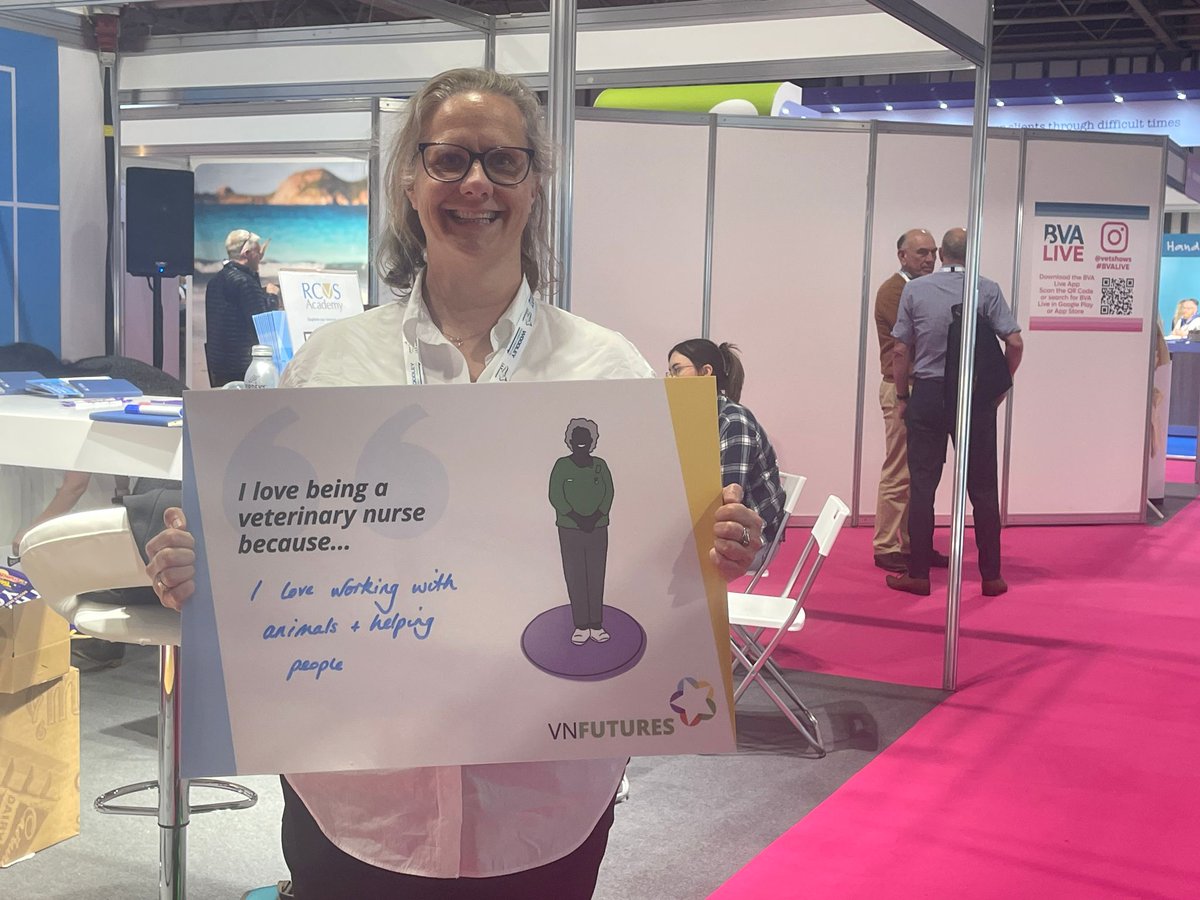 theRCVS's tweet photo. Thank you to all of the VNs who have visited us at BVA Live so far and shared why they love being a RVN! Join us at stand F65 or share what makes you proud using hashtag #VNFutures @VetShow https://t.co/2y9e7rzG5p