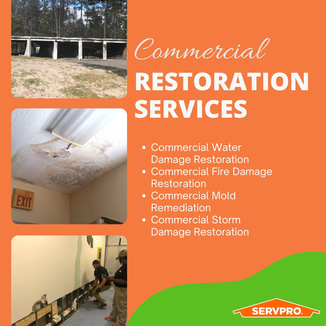 There's never a convenient time for damage to strike your business. So when an emergency situation arises, give us a call at 904-246-6118 and our trained experts will be there fast with the help you need!

#SERVPRO #JaxBeach #CommercialServices #CommercialProperty #Restoration
