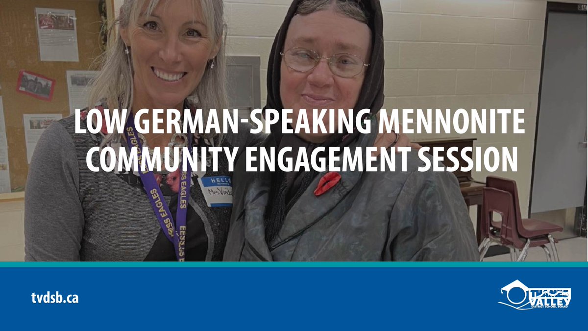Join #TVDSB for a Low German-Speaking Mennonite Community Engagement Session on Wednesday, May 31 <a href="/eastelgin/">eastelgin</a> Students, families, and community members from the Low German-Speaking Mennonite community welcome! Register today: tvdsb.ca/Community