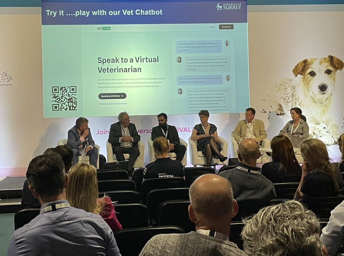 BritishVets's tweet photo. What are the front line uses for AI in veterinary practice? Can AI help us diagnose or find new ways of treatment? The response: maybe but humans need to take responsibility for decision making. #BVALive. @VetShow https://t.co/aYxPvgzwic