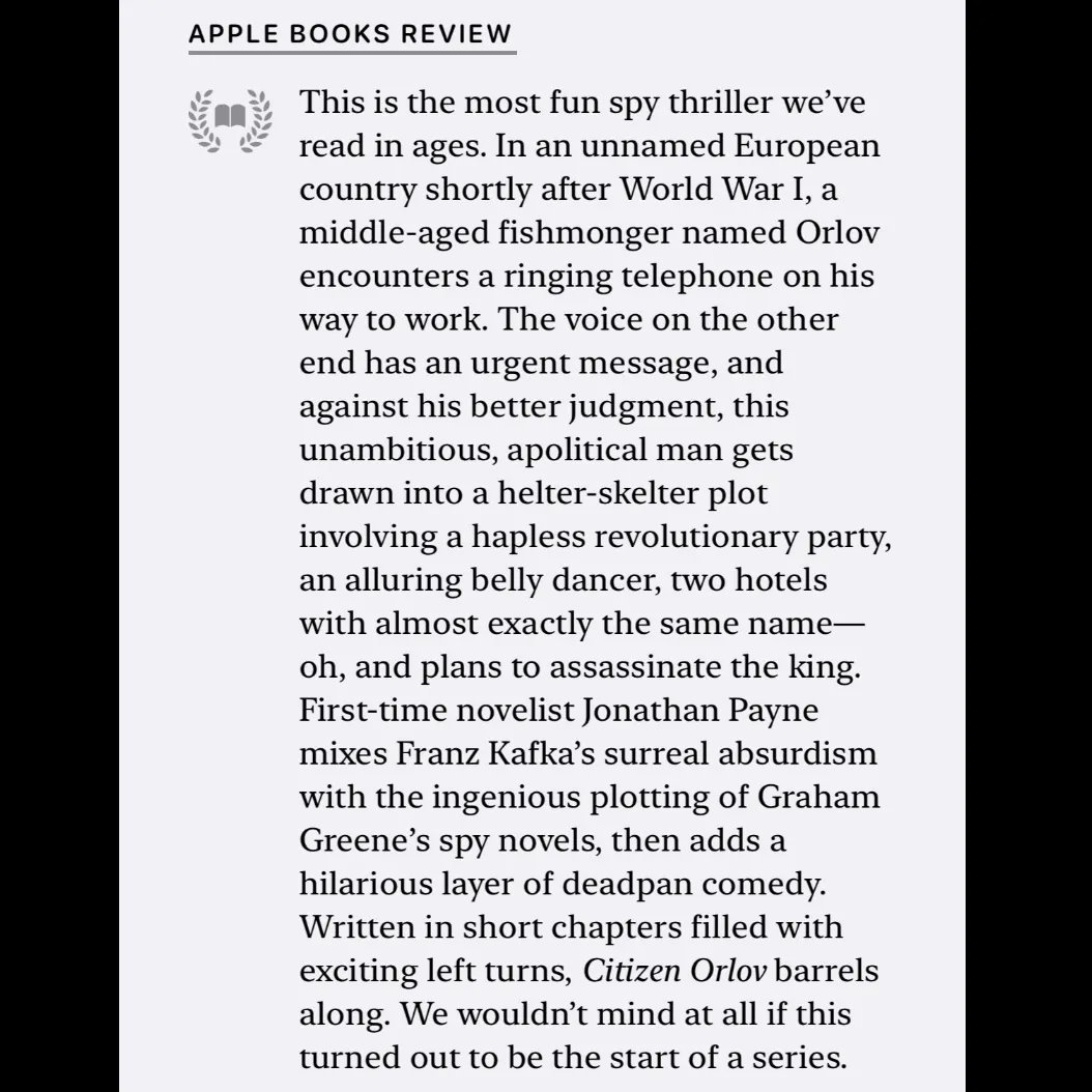 CamCatBooks's tweet photo. We're so excited @AppleBooks chose #CitizenOrlov by Jonathan Payne as one of the #BestBooks of May.

Check it out here: https://t.co/ad30NiDIc1

#CitizenOrlov comes out May 23, 2023 and is available now for pre-order! https://t.co/WpyG2RQUdu