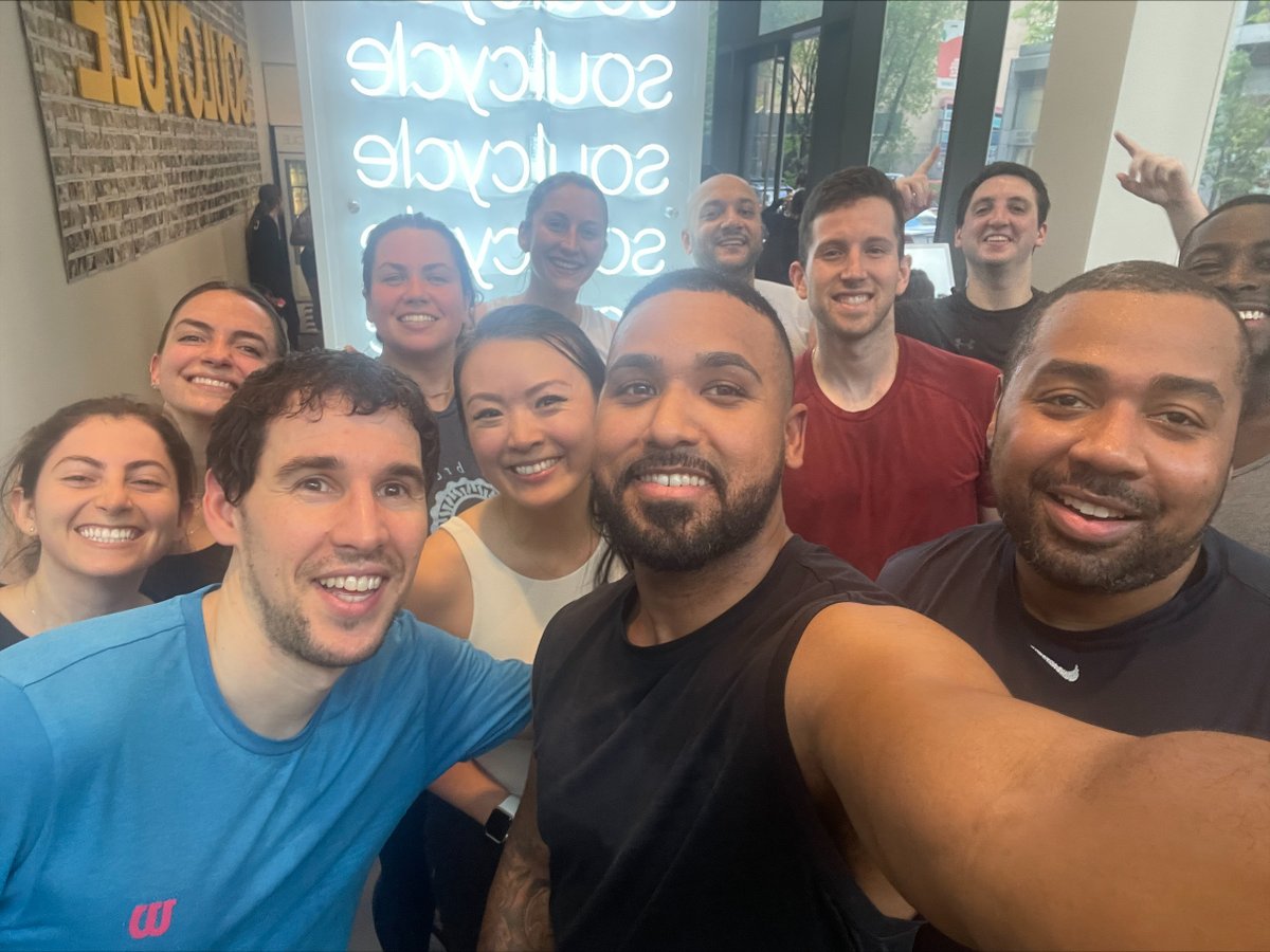 acquis's tweet photo. When work meets workout! Acquis colleagues had a fantastic time at @SoulCycle. Cheers to a great team and a great sweat sesh. #Fit2BeCancerFree #CEOsAgainstCancer #Acquis https://t.co/ZETqPWdJ3e