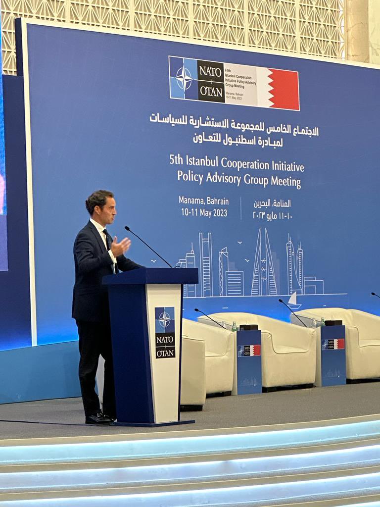 Honoured to cochair the 5th #NATO Istanbul Cooperation Initiative Policy Advisory Group, hosted by #Bahrain. Good discussions on how to increase our dialogue &amp; cooperation on issues such as #WPS, #Climate, energy or maritime security, &amp; the key role of NATO center in #Kuwait