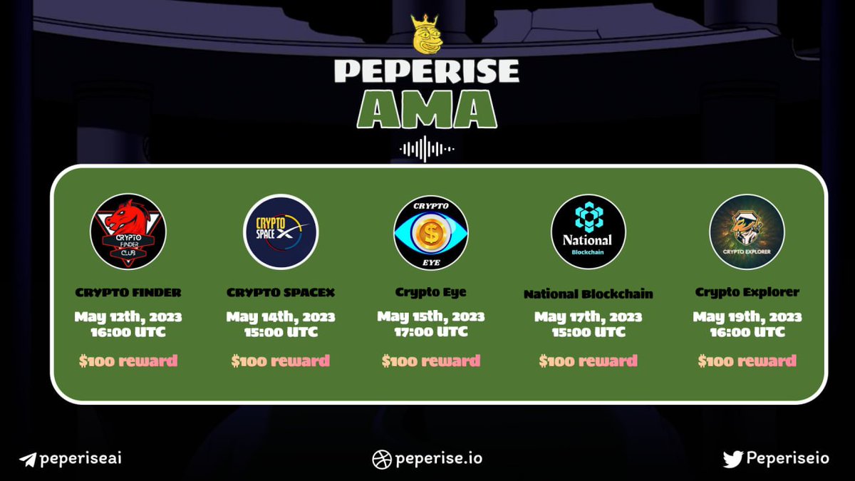 PEPERISE's next AMA schedule
In addition, we are calling many famous KOLs from Twitter, youtuber, tiktok to promote the project
Upcoming shilling event with up to $300 reward
Dap stake will launch 5 days after listing and users can automatically get APY up to 700%